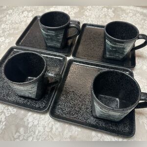 Cost Plus World Market Black Speckled Ceramic Serving Plates